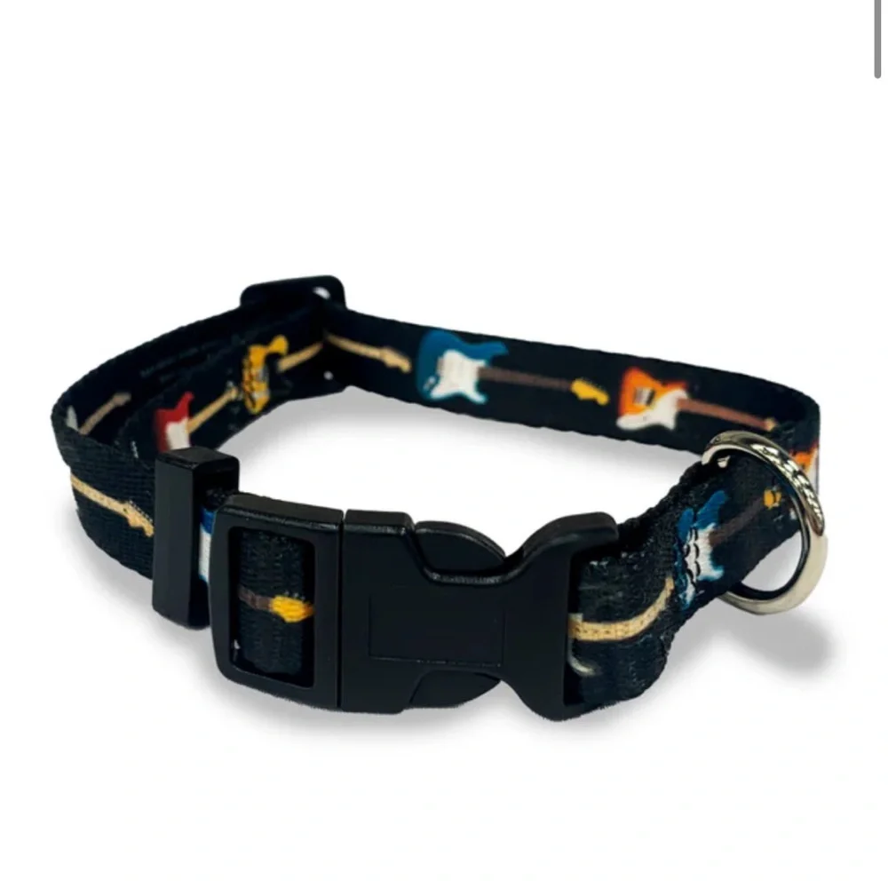 SMALL-Perri's Pet Products Dog Collars FENDER GUITARS ADJUSTABLE DOG COLLAR